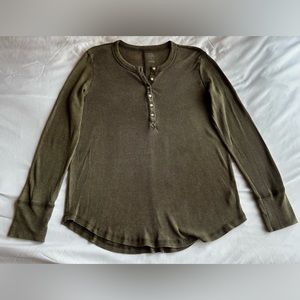 Aerie Real Soft Quarter Button Long Sleeve Shirt
